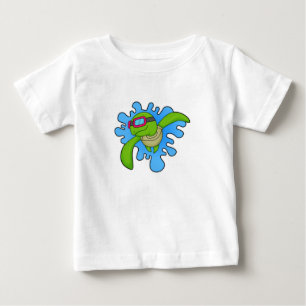 T-shirt Pour Bébé Tortue Piscine lunettes de natation