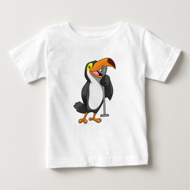 T-shirt Pour Bébé Toucan at Music with Microphone (Devant)