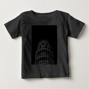 T-shirt Pour Bébé Tour blanche noire de Pise Italie