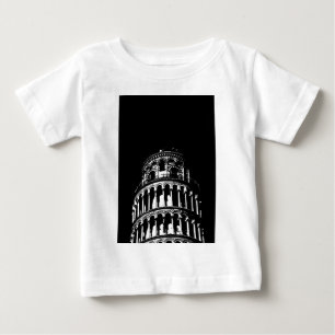 T-shirt Pour Bébé Tour blanche noire de Pise Italie
