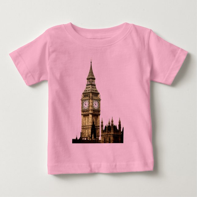 T-shirt Pour Bébé Tour Sepia Big Ben (Devant)