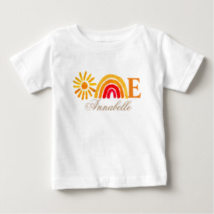 T-shirt Pour Bébé Tournesol 1er Anniversaire Aquarelle Jaune Soleil 