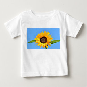 T-shirt Pour Bébé Tournesol jaune contre soleil sur ciel bleu - été