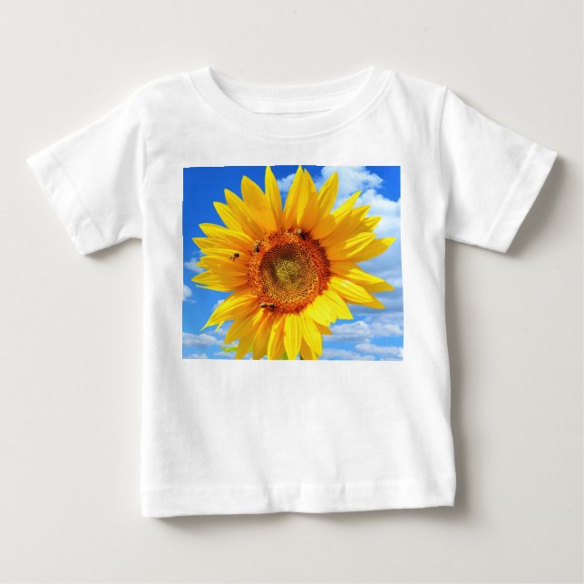 T-shirt pour bébé tournesol jaune et abeilles (Devant)