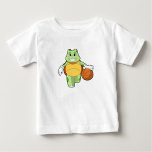 T-shirt Pour Bébé Tourtle as basketball player with basketball.PNG