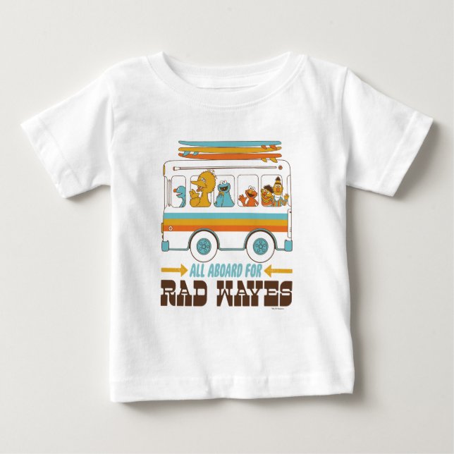 T-shirt Pour Bébé Tous à bord pour les vagues rad (Devant)
