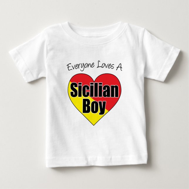 T-shirt Pour Bébé Tout le monde aime le garçon sicilien (Devant)