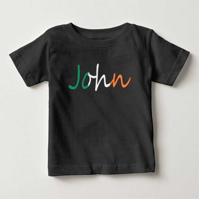 T-shirt Pour Bébé Tout nom superposé sur le drapeau irlandais (Devant)