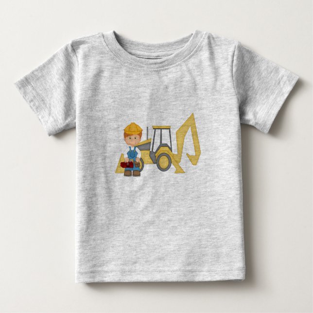 T-shirt Pour Bébé Tracteur Backhoe (Devant)