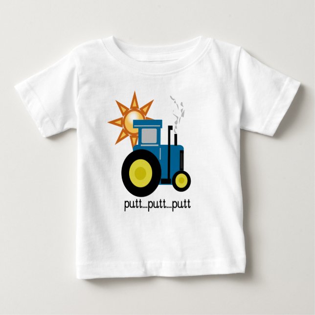 T-shirt Pour Bébé Tracteur bleu (Devant)