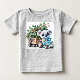T-shirt Pour Bébé Tracteur bleu clair avec Koala Baby