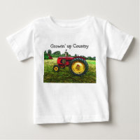 Tracteur rouge et jaune de ferme