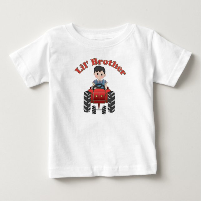 T-shirt Pour Bébé Tracteur rouge Little Brother (Devant)