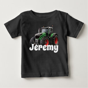 T-shirt Pour Bébé Tracteur vert moderne personnalisé