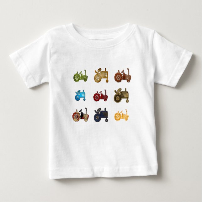 T-shirt Pour Bébé Tracteurs (Devant)