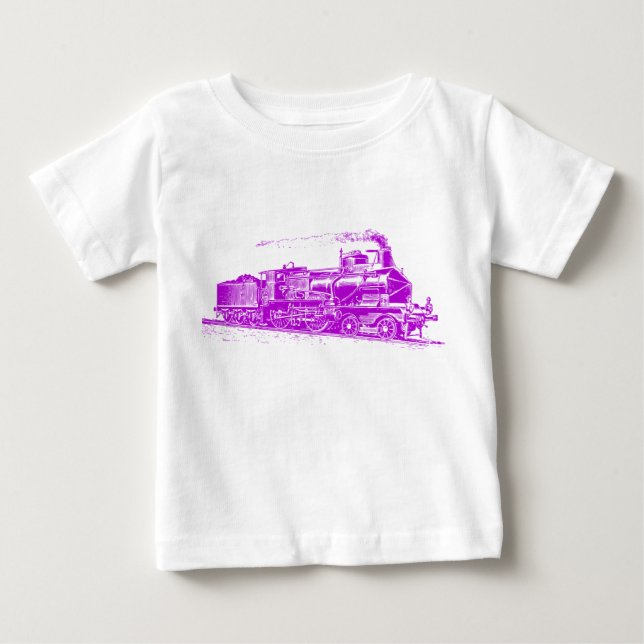 T-shirt Pour Bébé Train 03 - Violet (Devant)