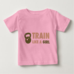 T-shirt Pour Bébé Train Comme Une Fille Avec Kettlebell
