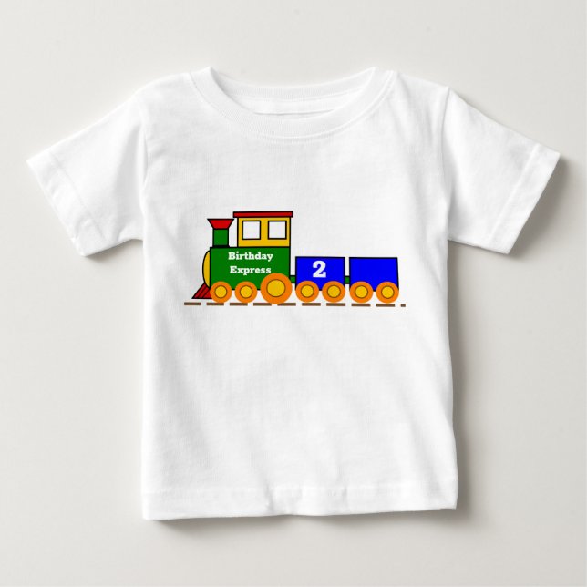 T-shirt Pour Bébé Train d'Express d'anniversaire mignon avec numéro  (Devant)