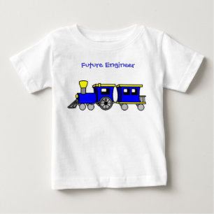 T-shirt Pour Bébé train et ingénieur cambuse-bleu et futur