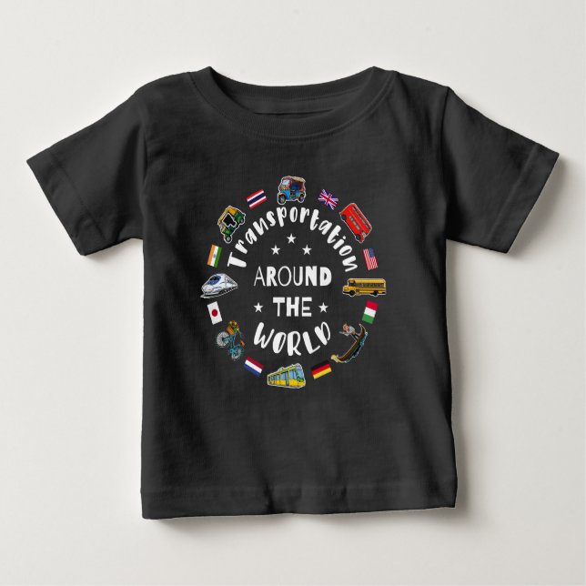 T-shirt Pour Bébé Transport autour du monde (Devant)