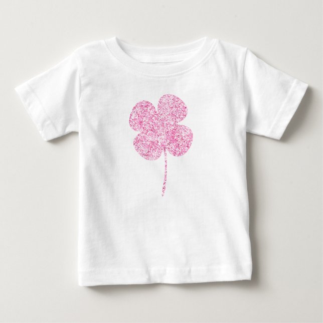 T-shirt Pour Bébé Trèfle à paillettes fausses roses (Devant)