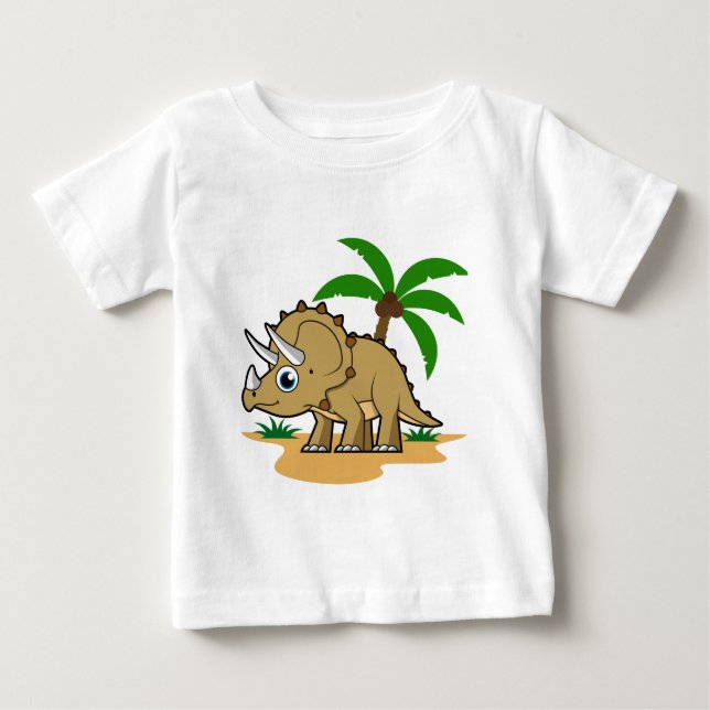 T-shirt Pour Bébé Tricératops Dans Un Climat Tropical. (Devant)