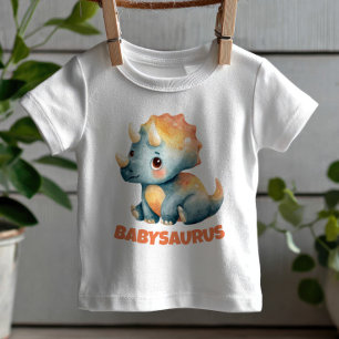 T-shirt Pour Bébé Triceratops Dino Babysaurus Aquarelle Mignon