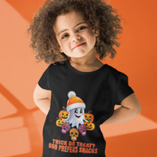 T-shirt Pour Bébé Trick ou Treat Boo Drôle Citation Halloween Party