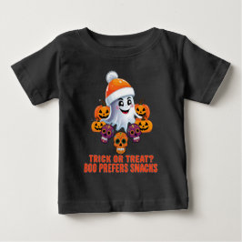 T-shirt Pour Bébé Trick ou Treat Boo Drôle Citation Halloween Party