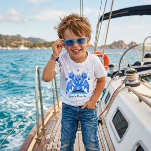 T-shirt Pour Bébé Triple Trouble Adorable Dragon Bleu à Trois Têtes