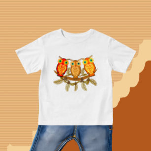 T-shirt Pour Bébé Trois hiboux