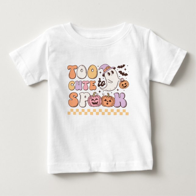 T-shirt Pour Bébé Trop mignon pour parler Halloween (Devant)