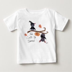 T-shirt Pour Bébé Trop mignon pour parler Halloween Aquarelle chauve