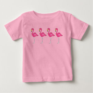 T-shirt Pour Bébé Tropical Hot Rose Flamant rose Island Bird Paradis