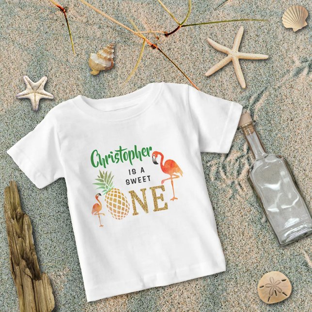T-shirt Pour Bébé Tropical Summer Beach Luau Boys 1er Anniversaire (Créateur téléchargé)