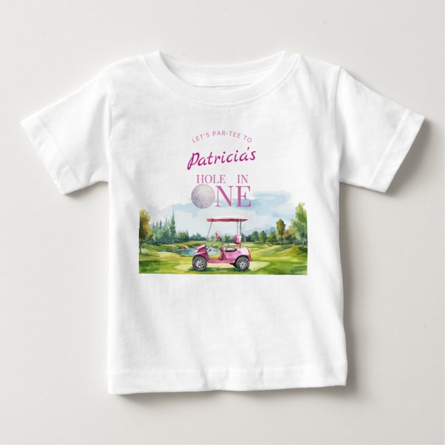 T-shirt Pour Bébé Trou en un rose Golf 1er anniversaire  (Devant)