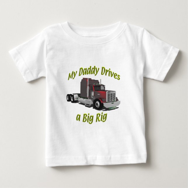 T-shirt Pour Bébé Truckers - Teamsters - Maroon Big Rig - Papa (Devant)