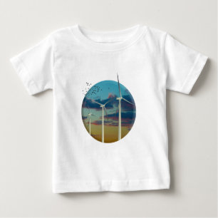 T-shirt Pour Bébé Turbines à vent peint ciel