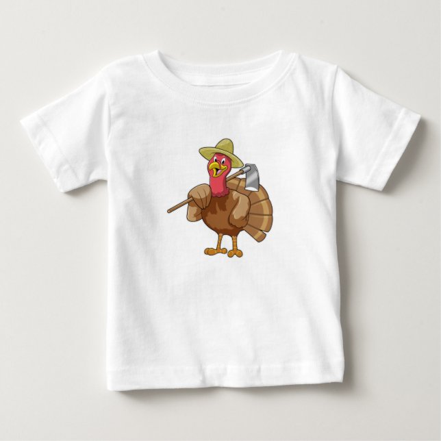 T-shirt Pour Bébé Turkey as Farmer (Devant)