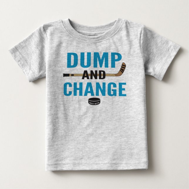 T-shirt Pour Bébé Turquoise Blue Dump et Changer Hockey Baby (Devant)