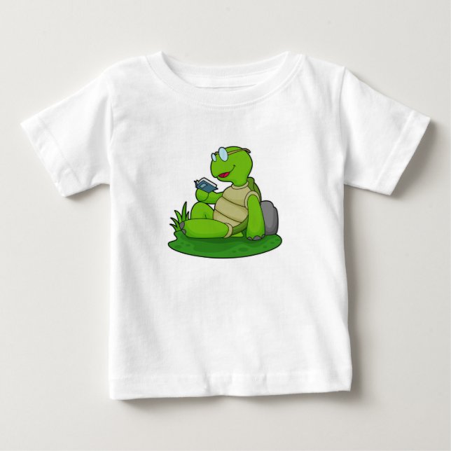 T-shirt Pour Bébé Turtle Reading Book (Devant)