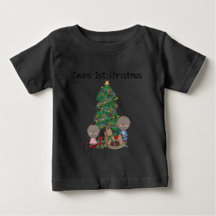 T-shirt Pour Bébé Twins Boy and Girl 1er Premier Noël