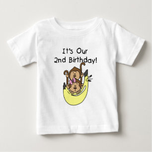 T-shirt Pour Bébé Twins Monkey Boy and Girl 2e anniversaire