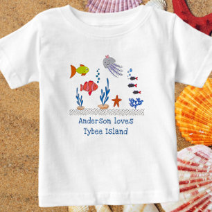 T-shirt Pour Bébé Tybee Island GA Amusants Poisson Océanique avec le