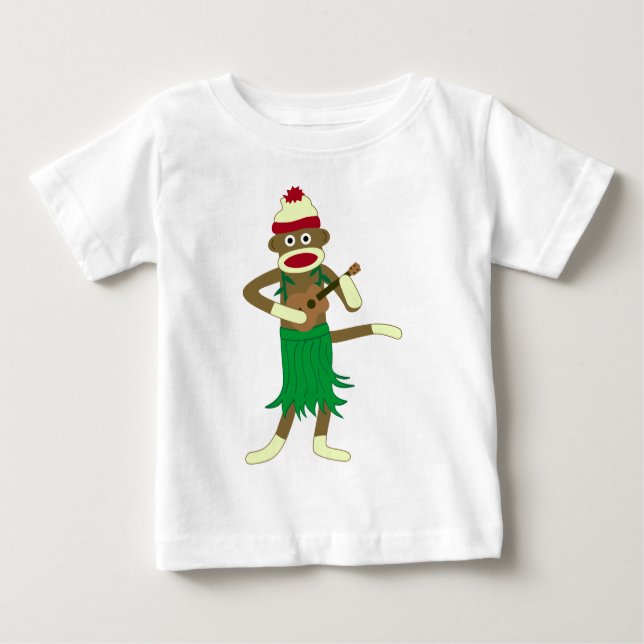 T-shirt Pour Bébé Ukulélé de singe de chaussette (Devant)