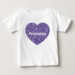 T-shirt Pour Bébé Ultra violet violet pétillant Coeur Personnaliser