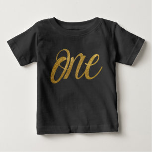 T-shirt Pour Bébé Un à Faux Gold PREMIER ANNIVERSAIRE Script