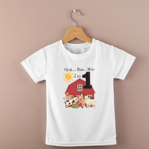 T-shirt Pour Bébé Un an Anniversaire Thème de ferme