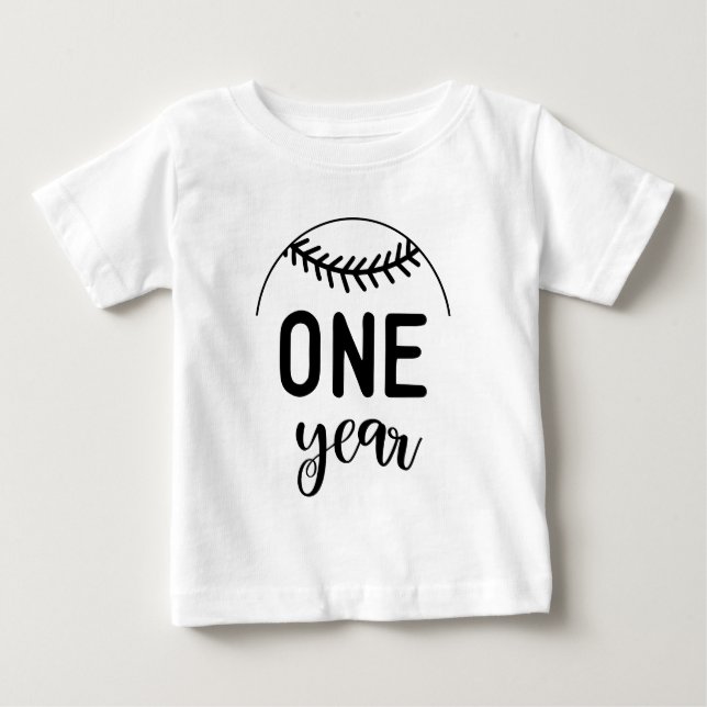T-shirt Pour Bébé Un an de baseball Baby Milestone - (Devant)