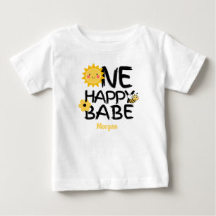 T-shirt Pour Bébé Un Bébé Heureux Abeille Jaune Ensoleillée Filles 1